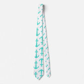 Turquoise Nautical Anchor Stropdas (Voorkant)