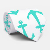 Turquoise Nautical Anchor Stropdas (Opgerold)