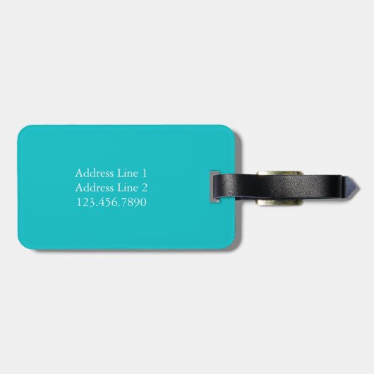 Turquoise Nautical Monogram Bagagelabel (Achterkant horizontaal)