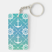 Turquoise Nautical Monogram design Sleutelhanger (achterkant)