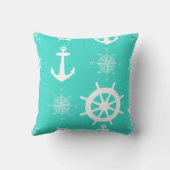 Turquoise Nautical Pattern Kussen (Achterkant)