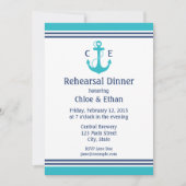 Turquoise Nautical Rehearsal Dinner Kaart (Voorkant)