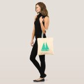 Turquoise Nautical Sailboat Tote Bag (Voorkant (model))