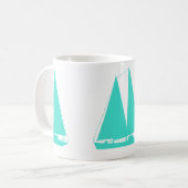 Turquoise Nautical Sailboot Koffiemok (Voorkant links)