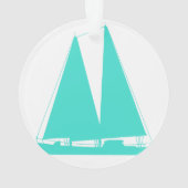 Turquoise Nautical Sailboot Ornament (achterkant)