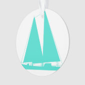 Turquoise Nautical Sailboot Ornament (voorkant)