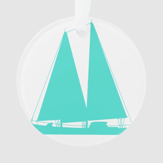 Turquoise Nautical Sailboot Ornament (voorkant)