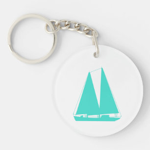 Turquoise Nautical Sailboot Sleutelhanger
