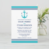 Turquoise Nautical Wedding Invitations Kaart (Staand voorkant)