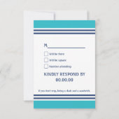 Turquoise Nautical Wedding RSVP Kaartje (Achterkant)