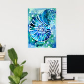 Turquoise Nautilus Poster (Thuiskantoor)