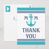 Turquoise Nautisch Hart Anker Dank u Briefkaart (Voorkant / Achterkant)