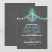 turquoise nautische krijtbordankerbruiloft kaart (Voorkant / Achterkant)