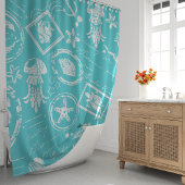  turquoise nautische Zee stempel Douchegordijn
