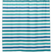Turquoise Navy Blauw en Blauwgroen Stripes Patroon Douchegordijn (Voorkant)