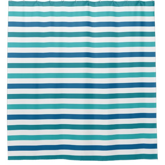 Turquoise Navy Blauw en Blauwgroen Stripes Patroon Douchegordijn (Voorkant)