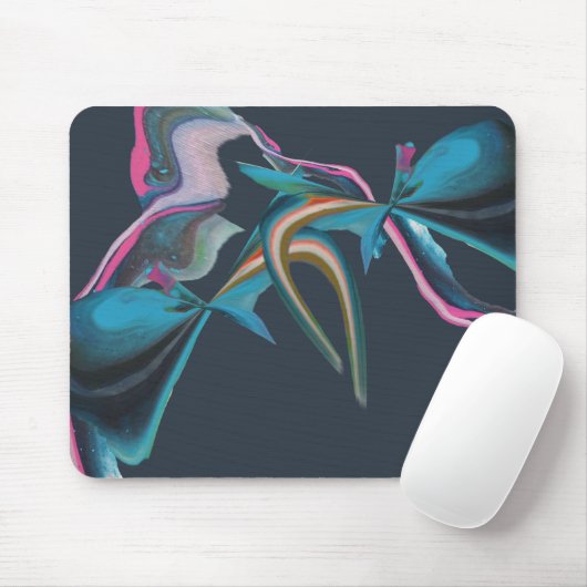 Turquoise Navy Blauw Roze Abstracte Kunst Muismat (Met muis)