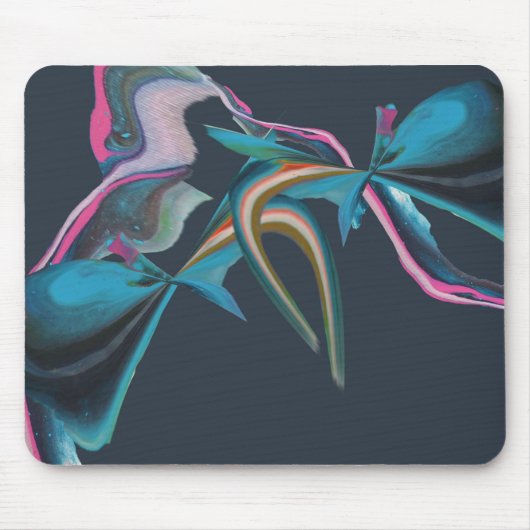 Turquoise Navy Blauw Roze Abstracte Kunst Muismat (Voorkant)