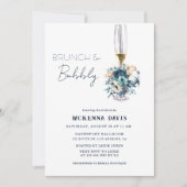 Turquoise Navy Blue Floral Brunch en Bubble Kaart (Voorkant)