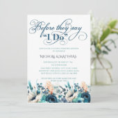 Turquoise Navy Blue Floral Couples Wedding Shower Kaart (Staand voorkant)