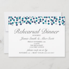 Turquoise Navy Gray Polka Dot Rehearsal Dinner Kaart