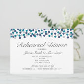 Turquoise Navy Gray Polka Dot Rehearsal Dinner Kaart (Staand voorkant)