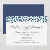 Turquoise Navy Gray Polka Dot Rehearsal Dinner Kaart (Voorkant / Achterkant)