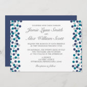 Turquoise Navy Gray Polka Dot Wedding Invitation Kaart (Voorkant / Achterkant)
