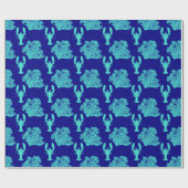Turquoise Navy Lobster Coastal Pattern Cadeaupapier (Vlak)