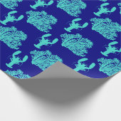 Turquoise Navy Lobster Coastal Pattern Cadeaupapier (Hoek)