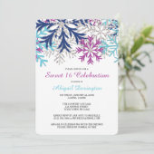 Turquoise Navy Orchid Snowflakes Sweet 16 Kaart (Staand voorkant)