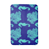 Turquoise Navy Seahorse Coastal Pattern Badmat (Voorkant Verticaal)