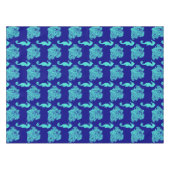 Turquoise Navy Seahorse Coastal Pattern Tafelkleed (Voorkant (Horizontaal))