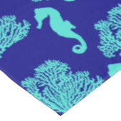 Turquoise Navy Seahorse Coastal Pattern Tafelkleed (Gekanteld)