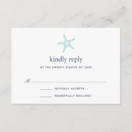 Turquoise & Navy Starfish RSVP-kaart RSVP Kaartje