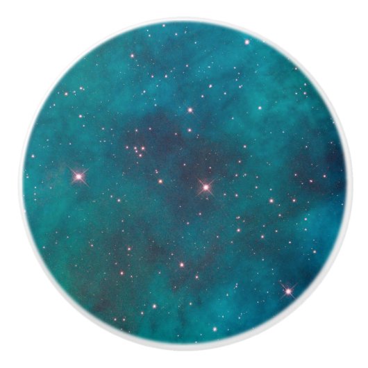 Turquoise Nebula Mousserende Sterren Keramische Tr Knop (Voorkant)