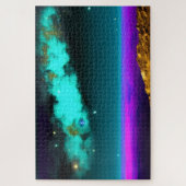 Turquoise Neon Sky Over Celestial Roze en Paarse Legpuzzel (Verticaal)