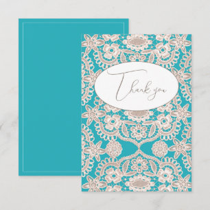 Turquoise Nep lace Vlakke Bedankkaart