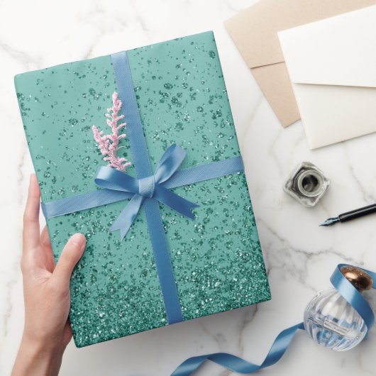 Turquoise Nepglitter  Cadeaupapier (Geschenken)