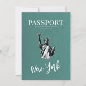 Turquoise New York City Passport Bewaar de datum Save The Date (Voorkant)