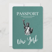 Turquoise New York City Passport Wedding Kaart (Achterkant)