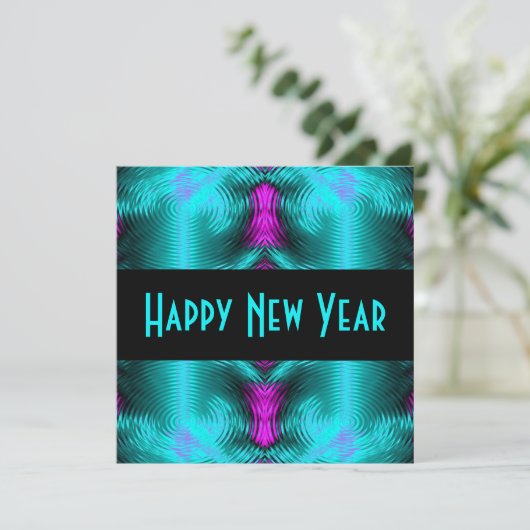 turquoise nieuw jaar kaart (Staand voorkant)