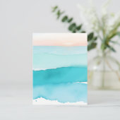Turquoise Ocea Watercolor Zonsondergang Briefkaart (Staand voorkant)