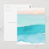 Turquoise Ocea Watercolor Zonsondergang Briefkaart (Voorkant / Achterkant)