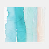 Turquoise Ocea Waterverf Zonsondergang Fleece Deken (Voorkant (Horizontaal))