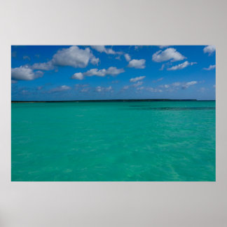Turquoise Oceaan en Blauwe Lucht Fotografie Poster