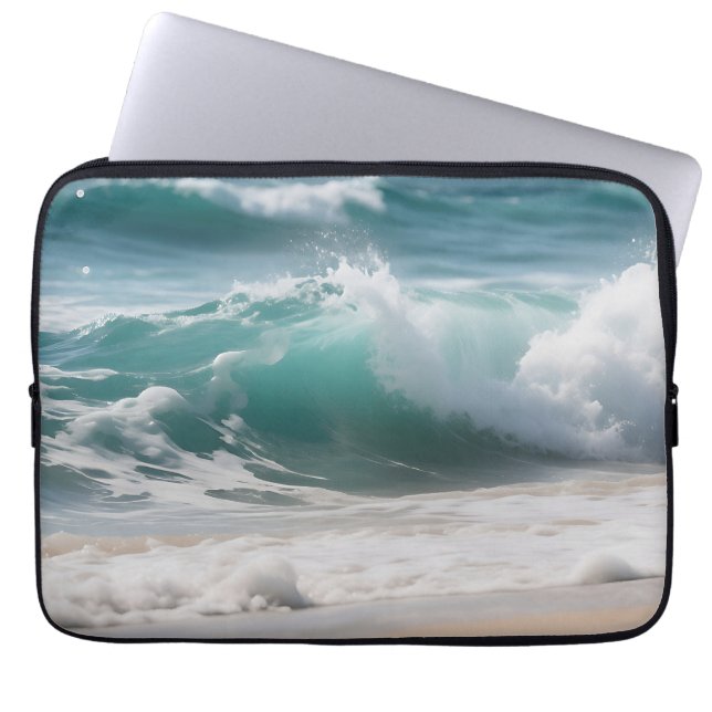 Turquoise Oceaan Golf Brekende Kust Laptop Sleeve (Voorkant)