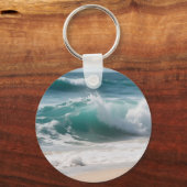 Turquoise Oceaan Golf Brekende Kust Sleutelhanger (Achterkant)