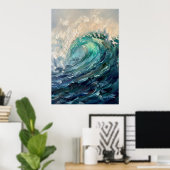 Turquoise Oceaan Golf Poster (Thuiskantoor)