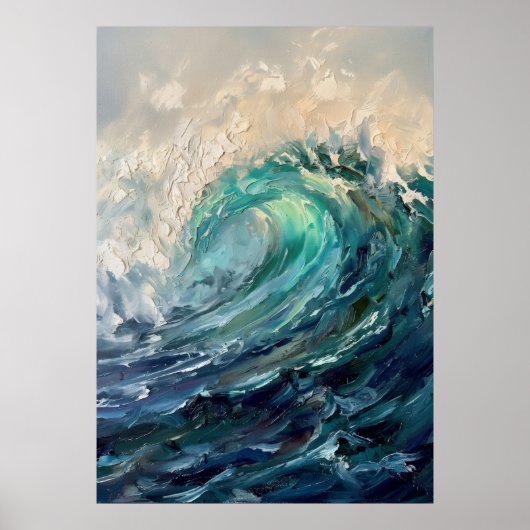 Turquoise Oceaan Golf Poster (Voorkant)